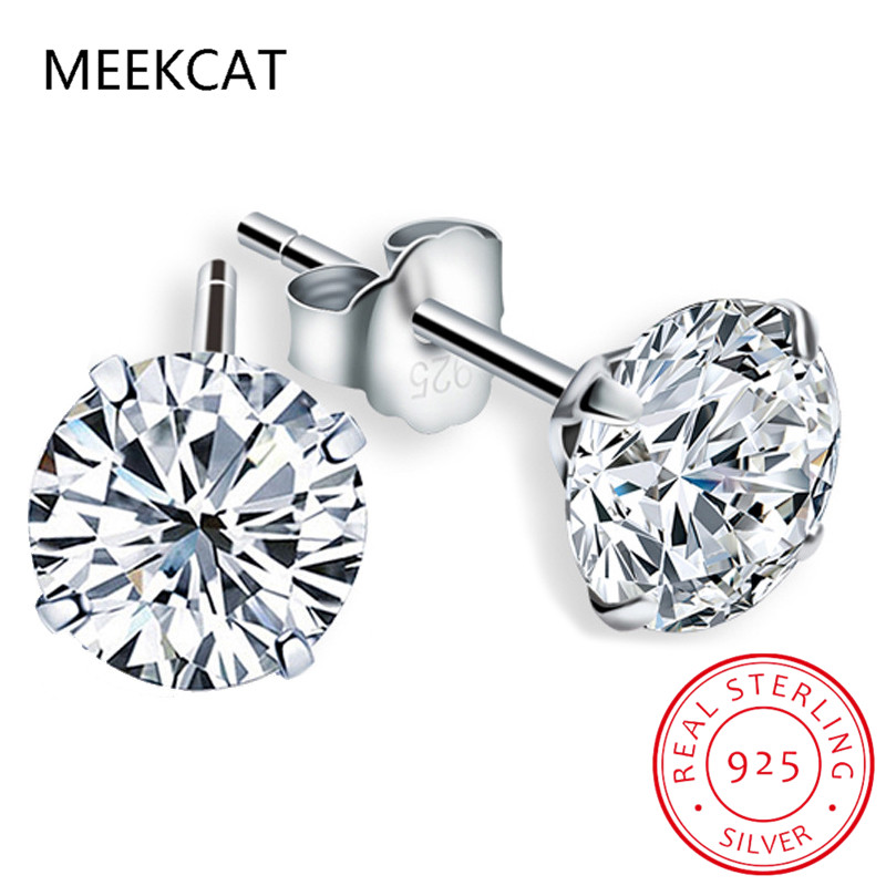 1.0 Carat 5mm Moissanite Gemstone Stud Earrings for Women Solid 925 Sterling Silver Fine Jewelry