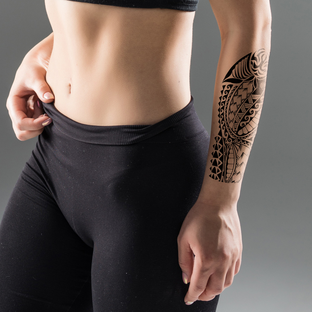 20Pcs/Set,Waterproof Temporary Fake Tattoos Stickers,Water Transfer Decals,Black Totem Wolf,Cool Sexy Body Art for Man Women Arm