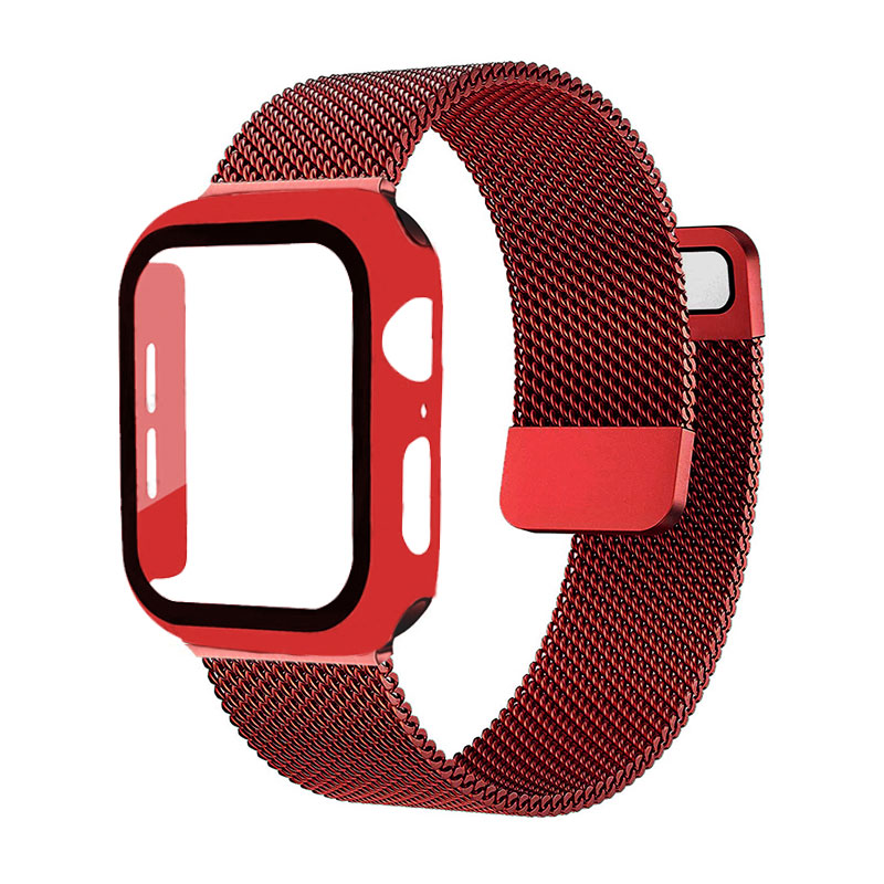 Glass+case+Strap For Apple Watch Band 45mm 41mm 40mm 42mm 44mm Screen Protector Bracelet Magnetic Loop iWatch 5 4 3 6 SE 7 8