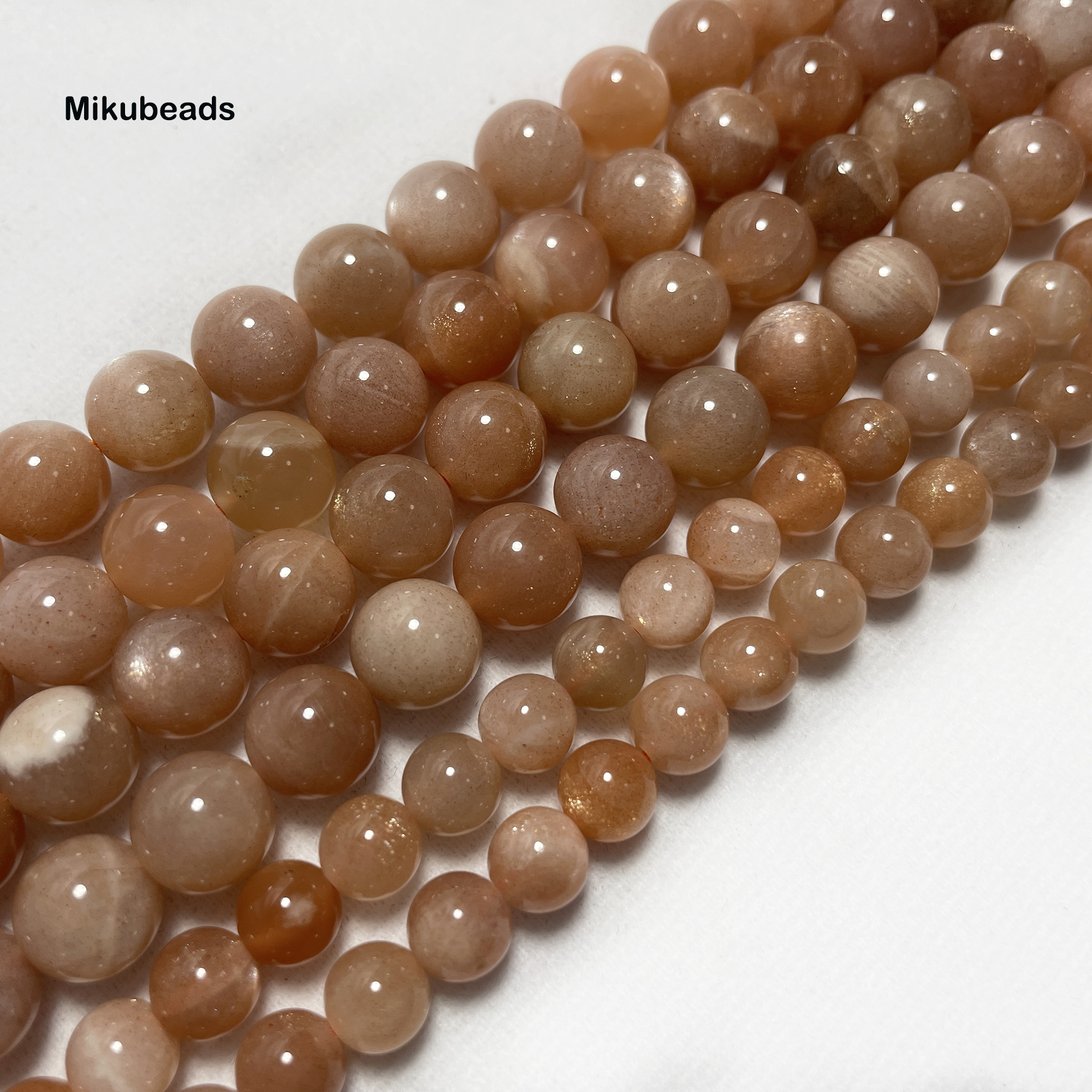 Wholesale Natural 8mm 10mm A+ Orange Moonstone Smooth Round Loose Bead 15" Strand For Making Jewelry DIY Free shipping