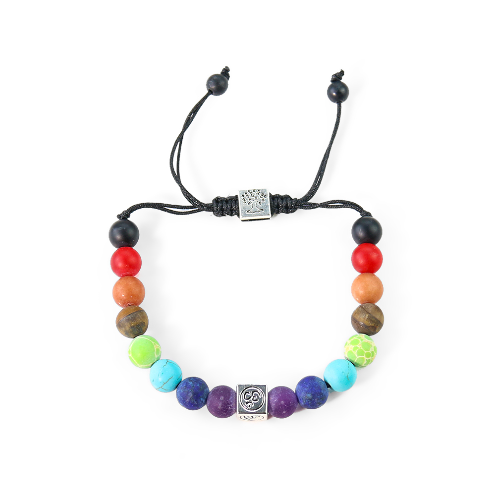 Genuine Stone Lava Bracelet Tree of Life Chakra Om Yoga Crystal Onyx Energy Reiki Healing Adjustable Beaded Bangle Women Jewelry