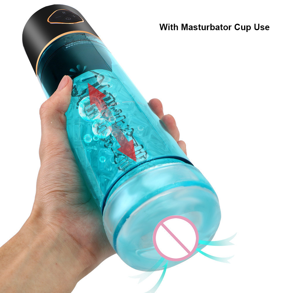 Electric Water Bath Penis Increase Vacuum Pump Dick Enlargement Cock Trainner Clear Vagina Cup Male Masturbator Sex Toys For Men