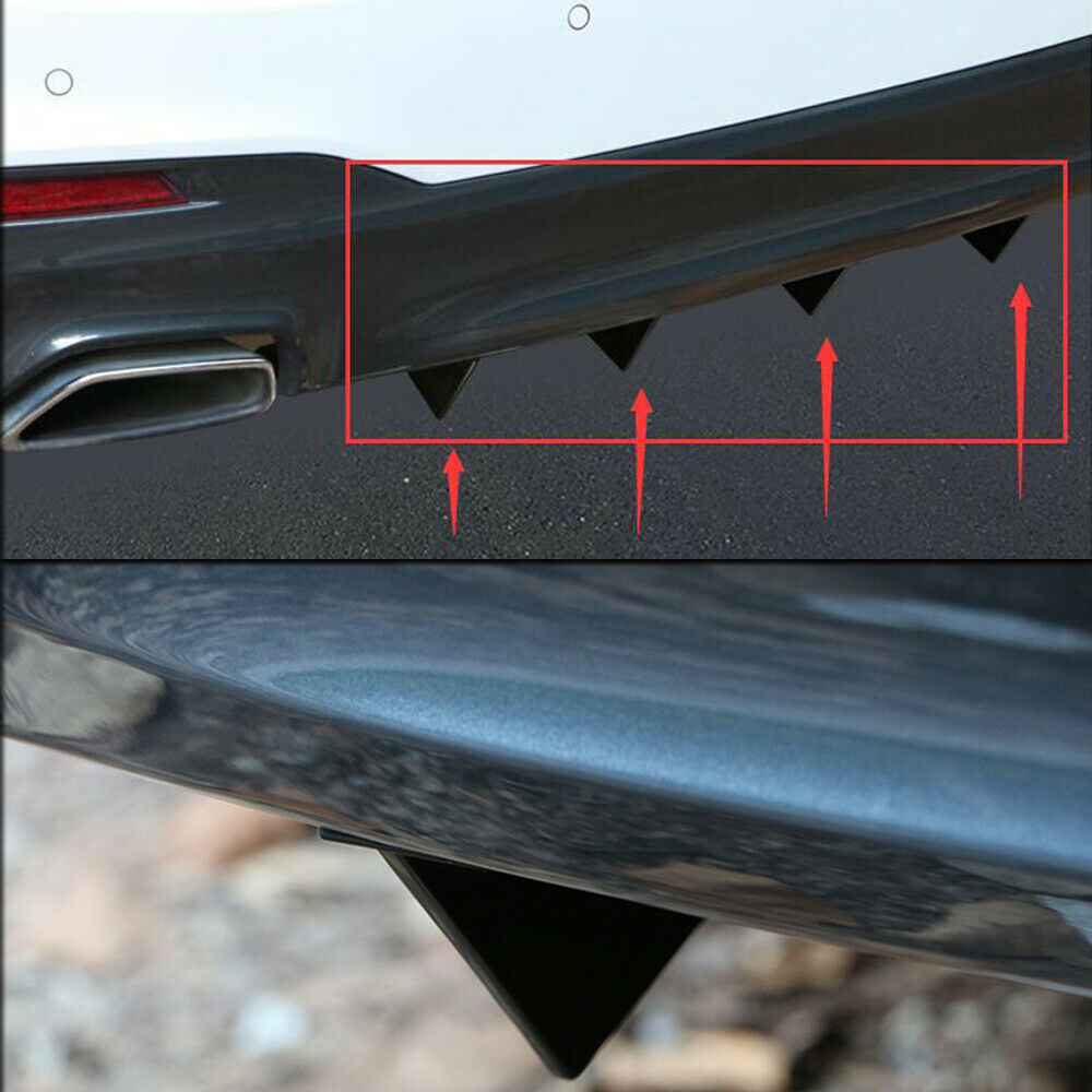 Universal Gloss Black 4 Shark Fins Car Rear Bumper Spoiler Wing Lip Diffuser Kit Car Accessories Interior Parts Car Products