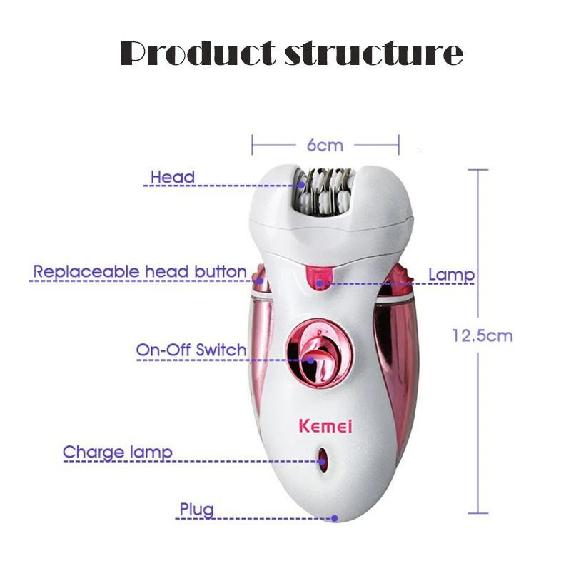 Kemei 4 in 1 Rechargeable Hair Epilator Women Shaver Female Electric Hair Shaving Machine Body Lady Trimmer Removal 240624