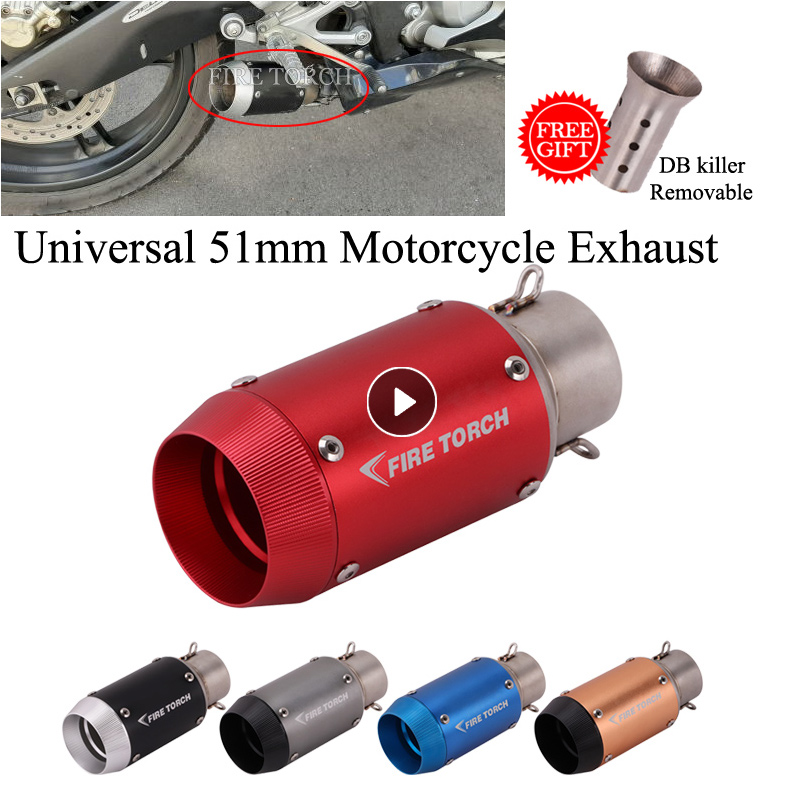 Slip On Universal Motorcycle Mini Exhaust Pipe Muffler Modified Escape DB Killer 51mm For Ninja 650 MT-03 GSXR600 CBR1000RR