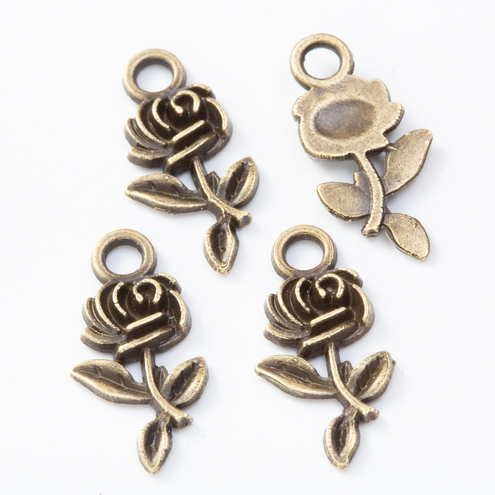 50pcs Vintage Flower zinc alloy charms pendant DIY Bracelet Necklace metal jewelry accessories 8127