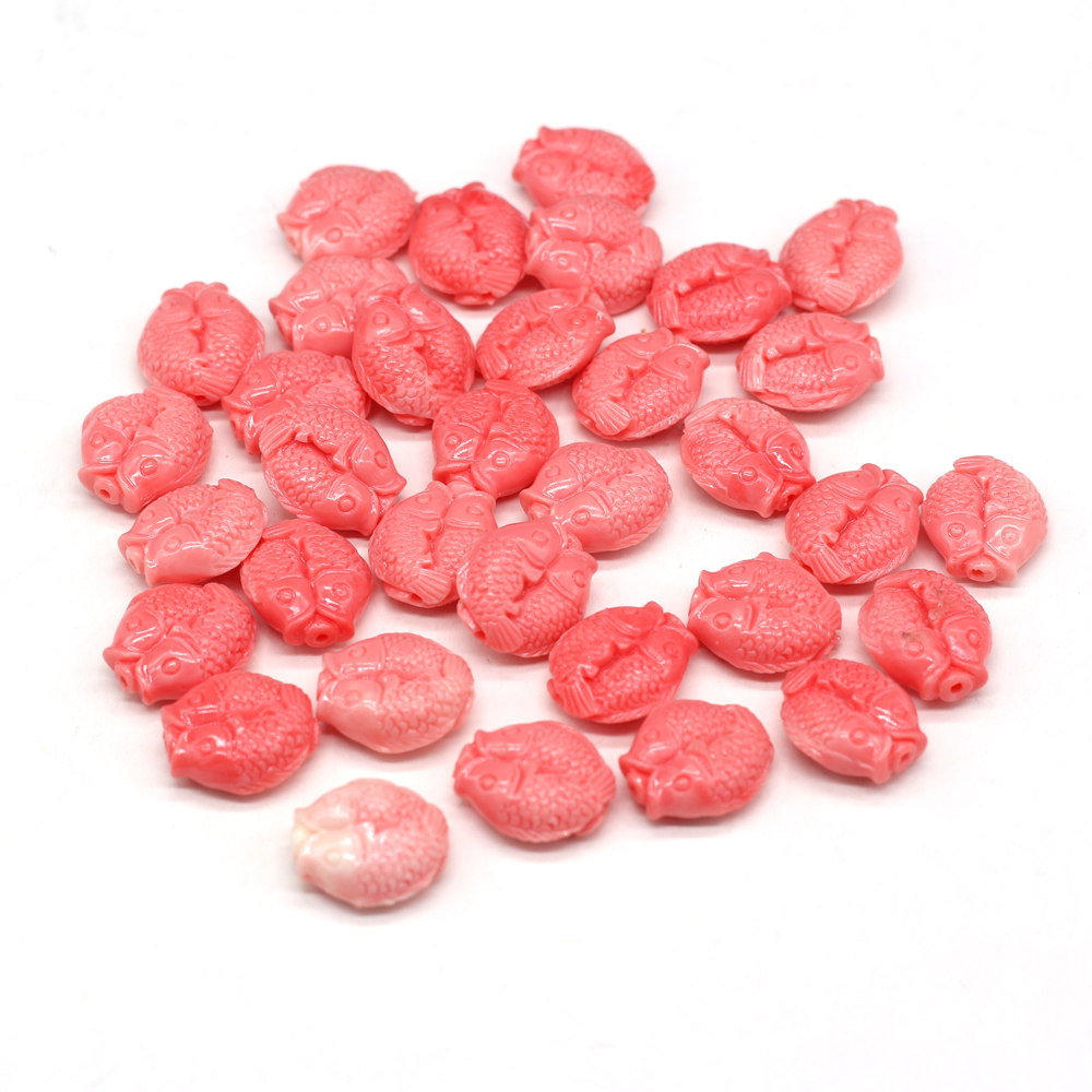 Hot Sale Natural Coral Pisces Shape Beads with Holes for Jewelry Charms Pendant Making DIY Necklace Earrings Accessories