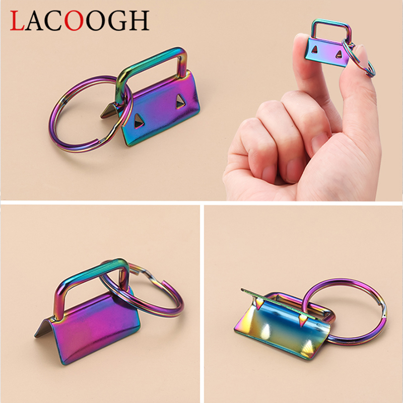 10Pcs DIY Fabric Hardware Key Chain Fob Wristlet Hardware with Key Ring for Lanyard Luggage Strap Accessories
