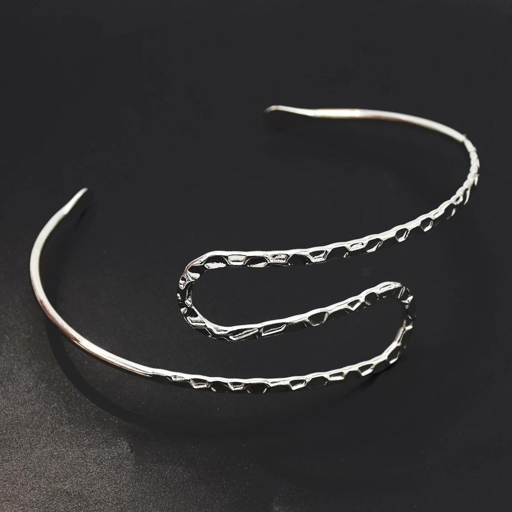 Unique Gold Color Egypt Swirl Snake Arm Cuff Armlet Armband Big Wide Bangle Bracelet Cuff Indian Jewelry Pulseiras Women Men
