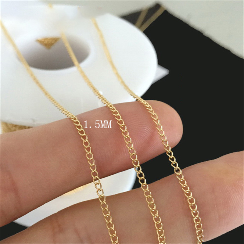 Real 14K Gold Filled Curb Chain 1MM/1.2MM/1.5MM Chain Necklace Gold jewelry Minimalist Gold Filled Chain DIY Jewelry