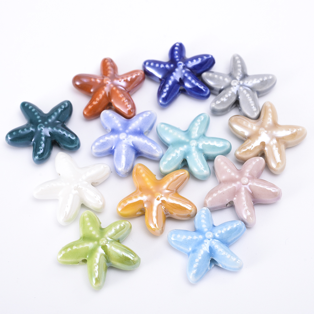 Mixed Color 18mm Starfish Shape Ceramic Beads Porcelain Spacer Beads For Jewelry Making Diy Bracelets Necklaces Accessories