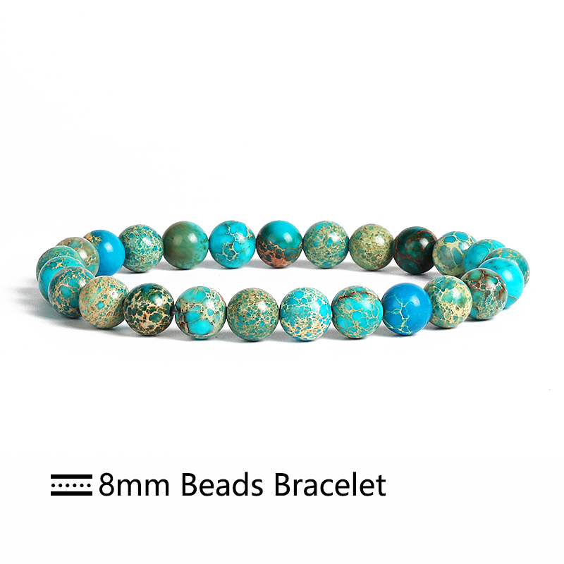 Nature Imperial Jaspers Beads Bracelets for Women Lake Blue Sea Sediment Turquoises Bracelets Men Natural Energy Stone Jewelry