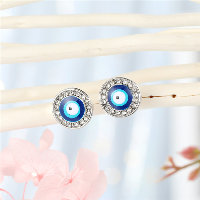1Pair Crystal Turkish Evil Eye Small Stud Earrings For Women Vintage Bohemian Rhinestone Round Sun Eye Ear Stud Jewelry E667