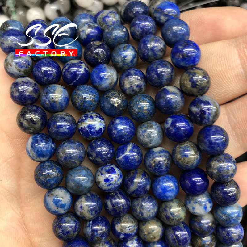 AAAAA Natural Lapis Lazuli Round Loose 4 6 8 10 12 mm Pick Size 15" Strand Beads For Jewelry Making DIY Bracelet Accessories C41