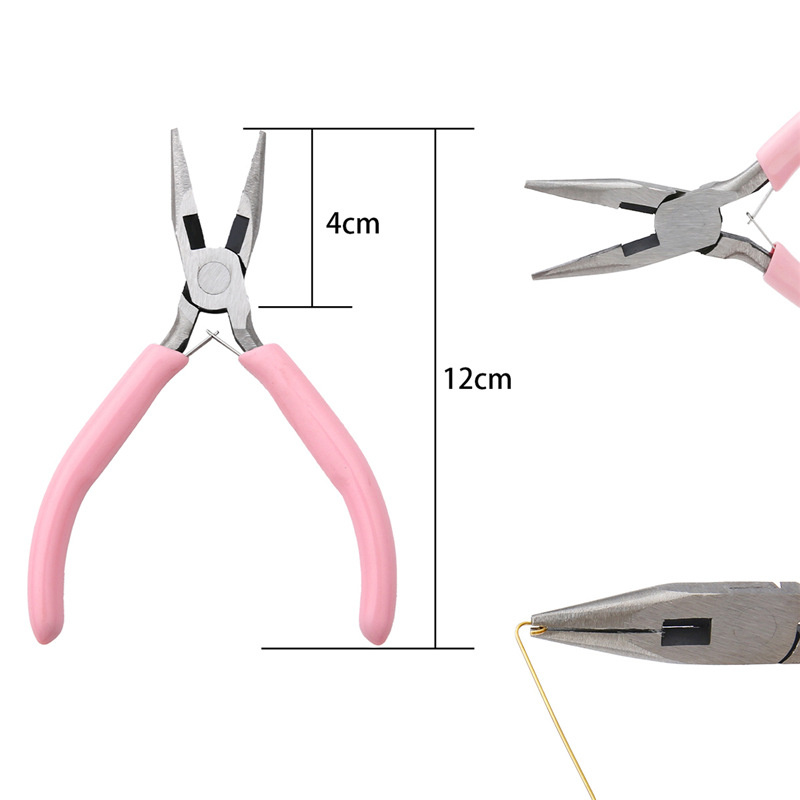 Cute Pink Color Handle Anti-slip Splicing and Fixing Jewelry Pliers Tools & Equipment Kit for DIY Jewelery Accessory Design