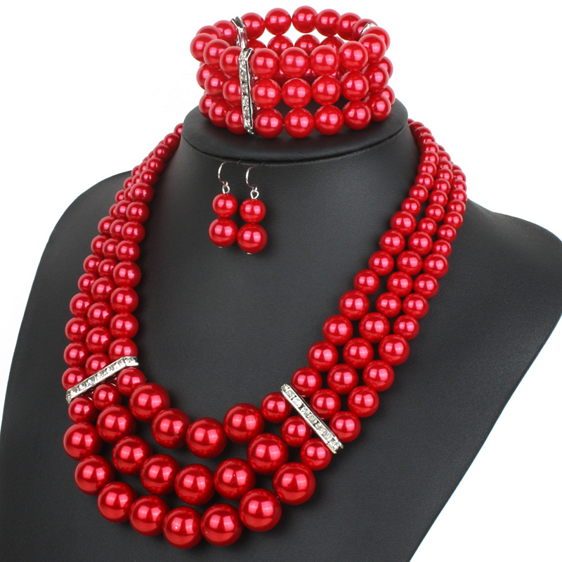 UDDEIN Handmade Beads Necklace Bracelet Earrings Pack Bohemian Statement African Collar Nigerian Wedding Indian Jewelry Sets