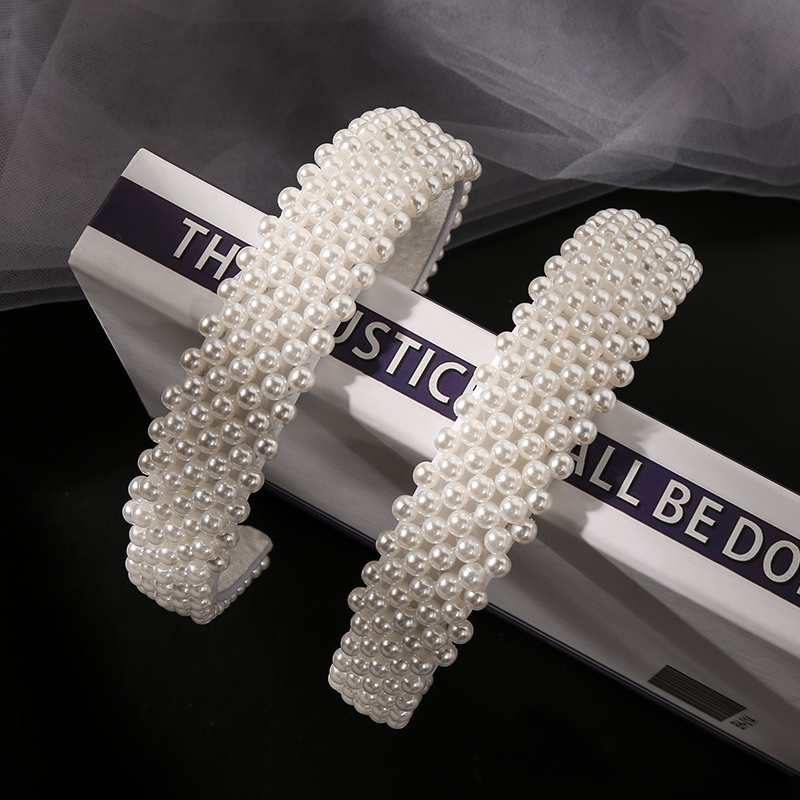 Wedding Headbands Handmade Beaded Pearl Hairbands For Women Hair Accessories Designer Hoops Bow Bridal Headwear Head Bands Clip