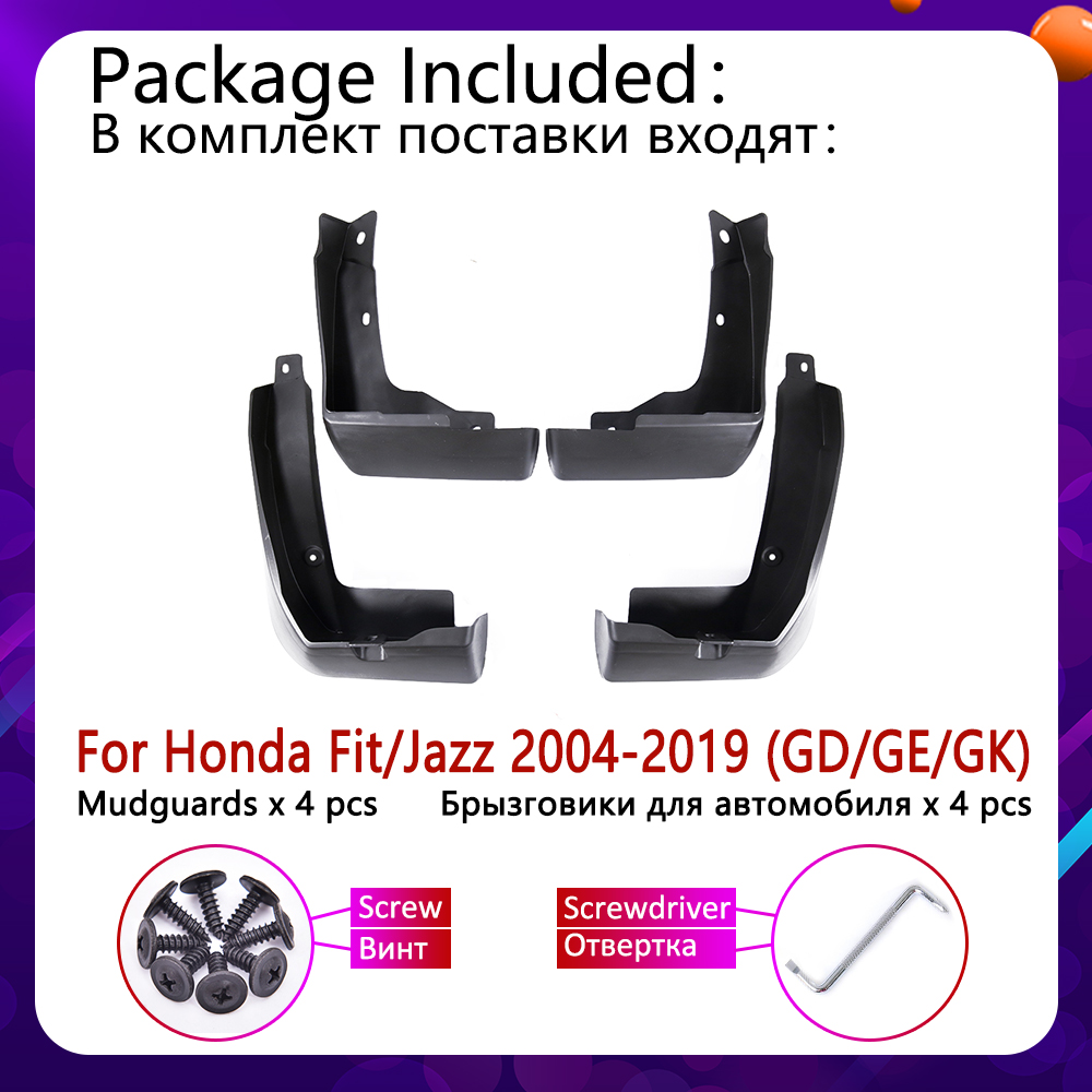 Mudflap for Honda Fit Jazz GD GE GK 2004~2019 Fender Mud Guard Splash Flaps Mudguards Accessories 2005 2010 2015 2016 2017 2018