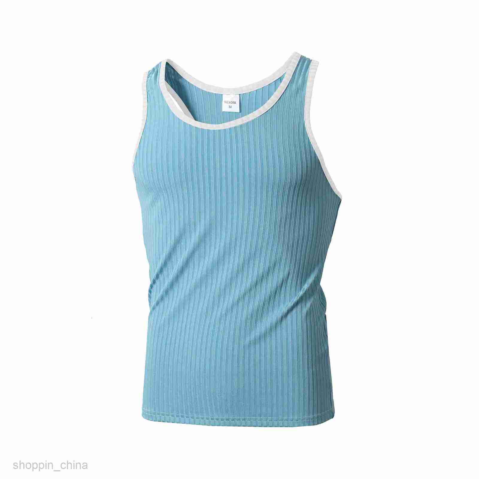 Men's T Shirts Summer Knitted Vertical Stripe Fitness Sports Slim Fit Tank Top for Male Racerback Color Block Tank Top tees tops