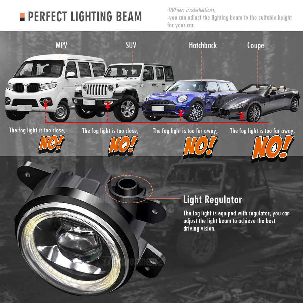 2 X Car Fog Light Assembly LED Angel Eye Fog Daytime Lamp DRL For Chrysler 300 2005-2010 (Only Fit Touring or Limited Models)
