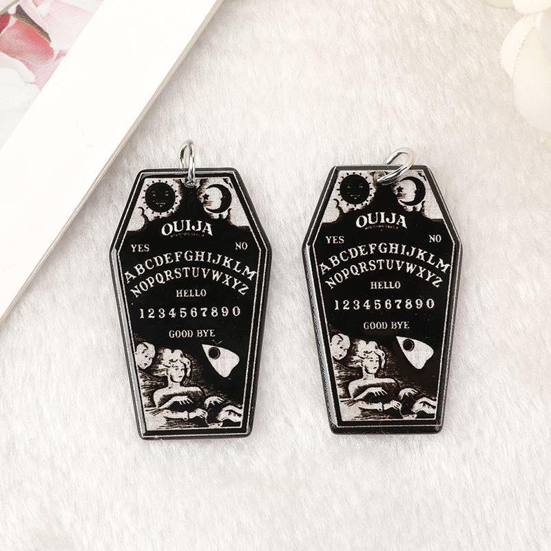 10Pcs Halloween Coffin Charms Ouija Board Acrylic Jewlery Findings For Earring Necklace Diy