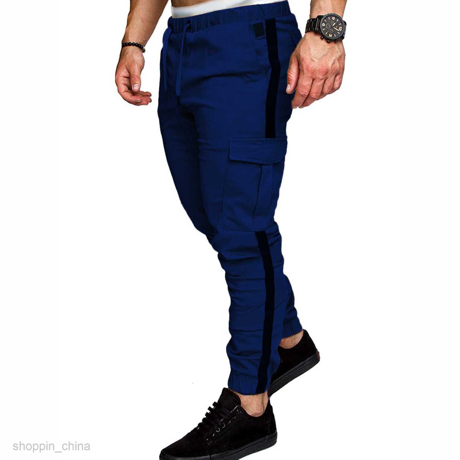 Men's Pants Leisure sports pants size new workwear pants for Male autumn patchwork solid color casual sports loose straight leg pants
