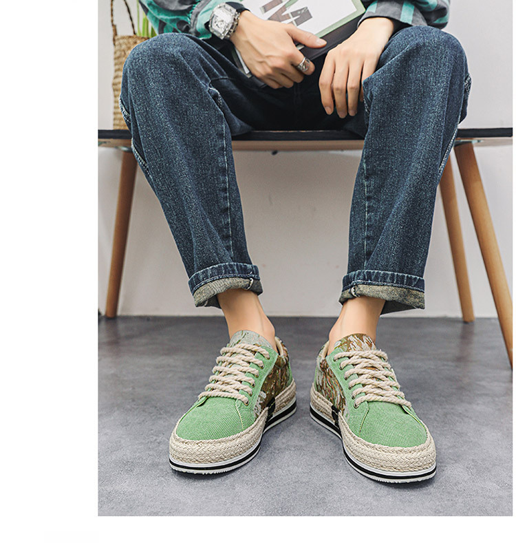 S Ddmysports Men Canvas Versatile Athleisure Flat Soft Soled Cloth Shoes Comfortable Fashionable Green Free Shipping Outdoor oft oled hoes hipping