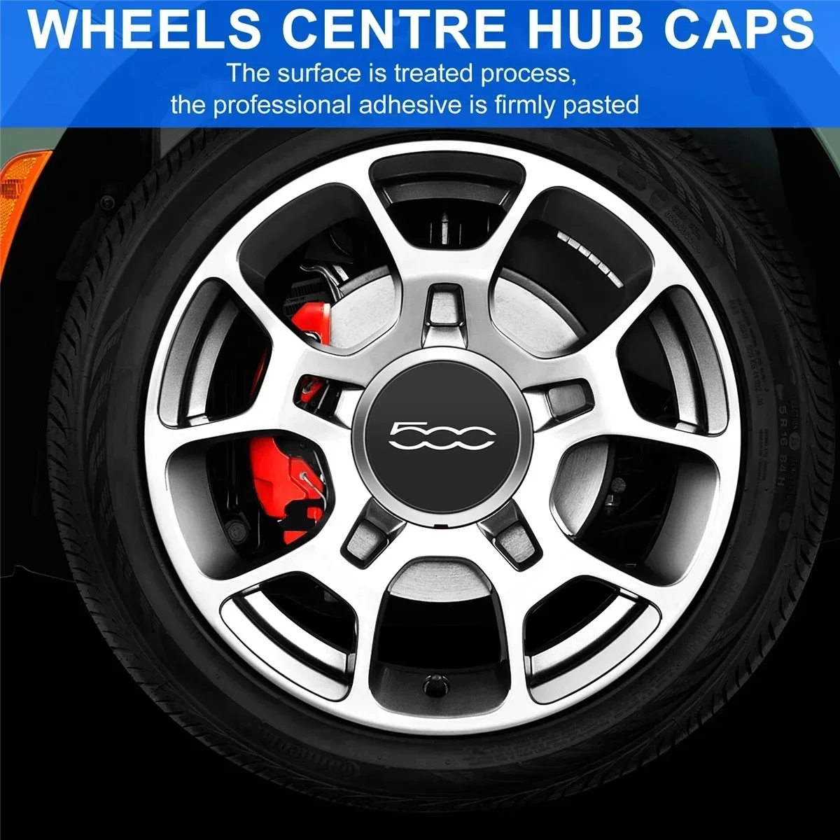 Black/White 133mm Hubcap for Fiat 500 Wheels Centre Hub Caps Set 68078419AC 68078421AC Dust Cover Cap Replacement 51884863