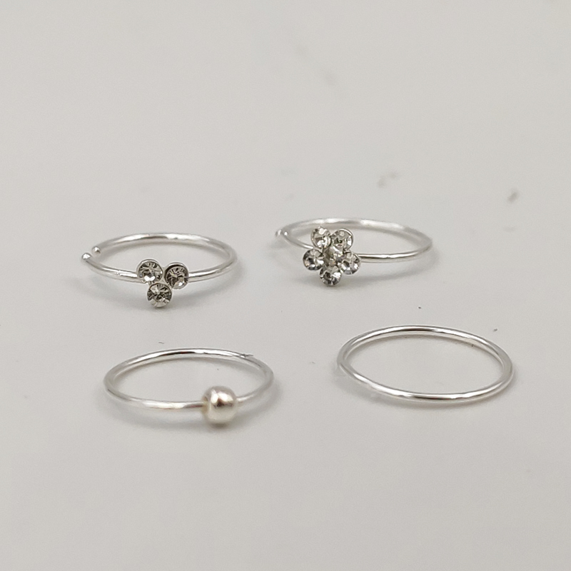 16pcs/pack 925 Sterling Silver Nose Ring 22G Huggie nose Hoop piercing jewelry