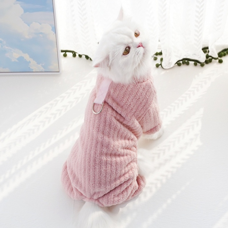 Cute Pet Plush Dog Jumpsuit Warm Soft Dog Clothes Winter Puppy Overalls Fashion Solid Cat Pajamas Pet Costumes Chihuahua Clothes