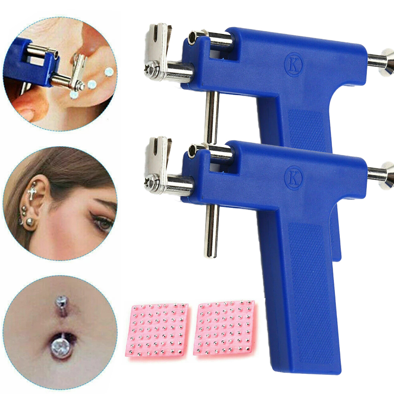 Reusable Body Piercing Gun Kit with Ear 98 Stud Tools Ear Nose Navel Belly Nose Lip Piercing Tool Disposable Sterile Gun Jewelry