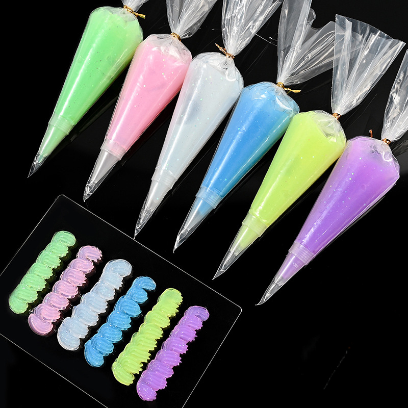 6pcs Antifreeze Crystal Transparent Cream Gel Jelly Handmade Cream Glue Phone Case DIY Hairpin Pen Holder Material
