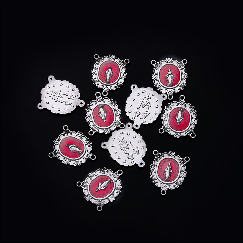 10 pieces/Catholic Virgin Mary Rosary Center Connector Trend Jesus Cross Pendant Medal, Connector for Jewelry Making
