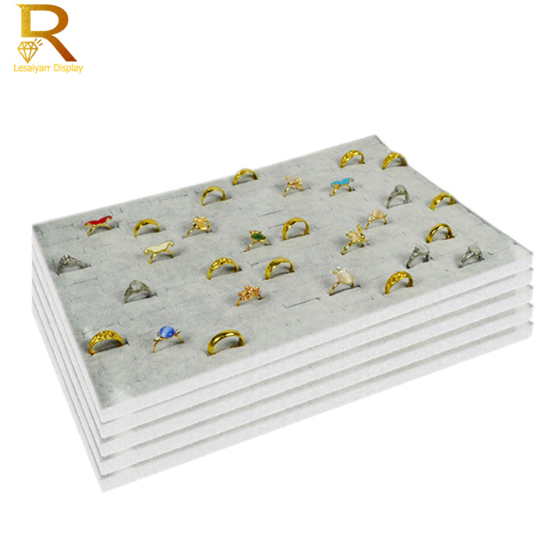 Wholesale Velvet Ring Earrings Jewelry Organizer Display Case Soft Foam Necklace Watch Bangle Storage Showcase Tray 5Pcs/lot