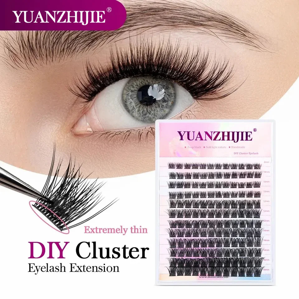 Mix Color 144 Russian Volume YUANZHIJIE False Eyelashes Natural Soft DIY Cluster Segment Lashes Cute Deer Rainbow Eyelashes 240624