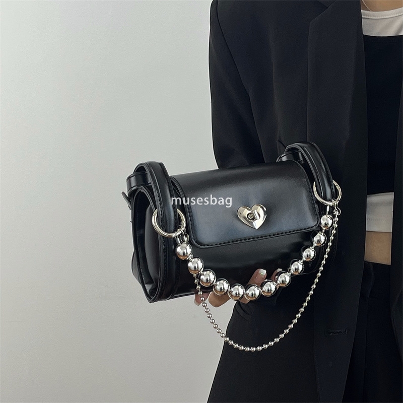 High quality niche design spicy girl lock buckle, love chain cylindrical bag women's new high-end feeling single shoulder crossbody bag trendy tr