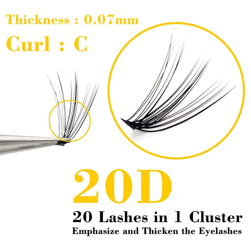 Kimcci 60 Bundles Mink Eyelash Extension Natural 3D Russian Volume Faux Eyelashes Individual 20D Cluster Lashes Makeup Cilia 240624