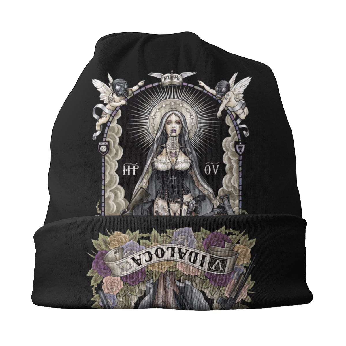 Santa Muerte Bonnet Beanie Knitting Hat Men Women Streetwear Lady of Holy Death Mexican Skull Warm Winter Skullies Beanies Caps