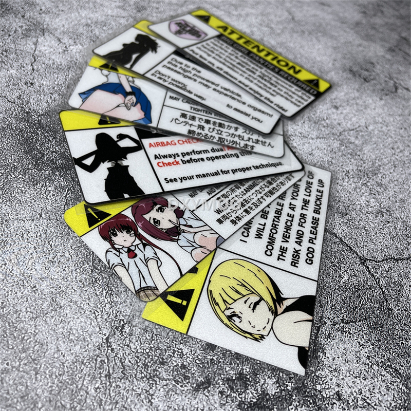 DXYMOO Car Styling Sticker for Warning Speed Anime Girls Airbag Check Auto Triangle Graphic Motorcycle Oil Tank Body Decals