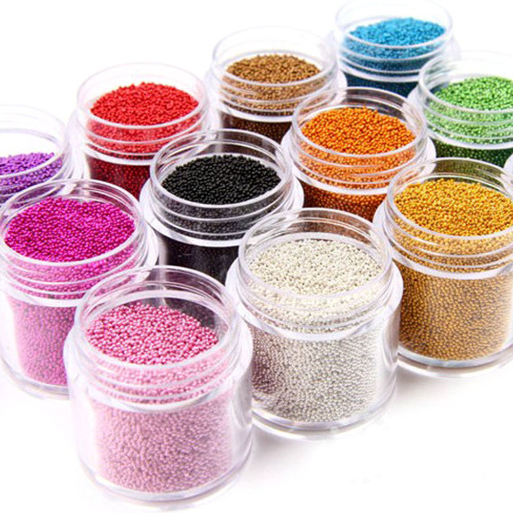 1 Jar Caviar Small Beads Glass Rhinestone Nail Charms 0.6-1mm Nail Crystal Glass Tiny Beads Gems For DIY Nail Art Decorations