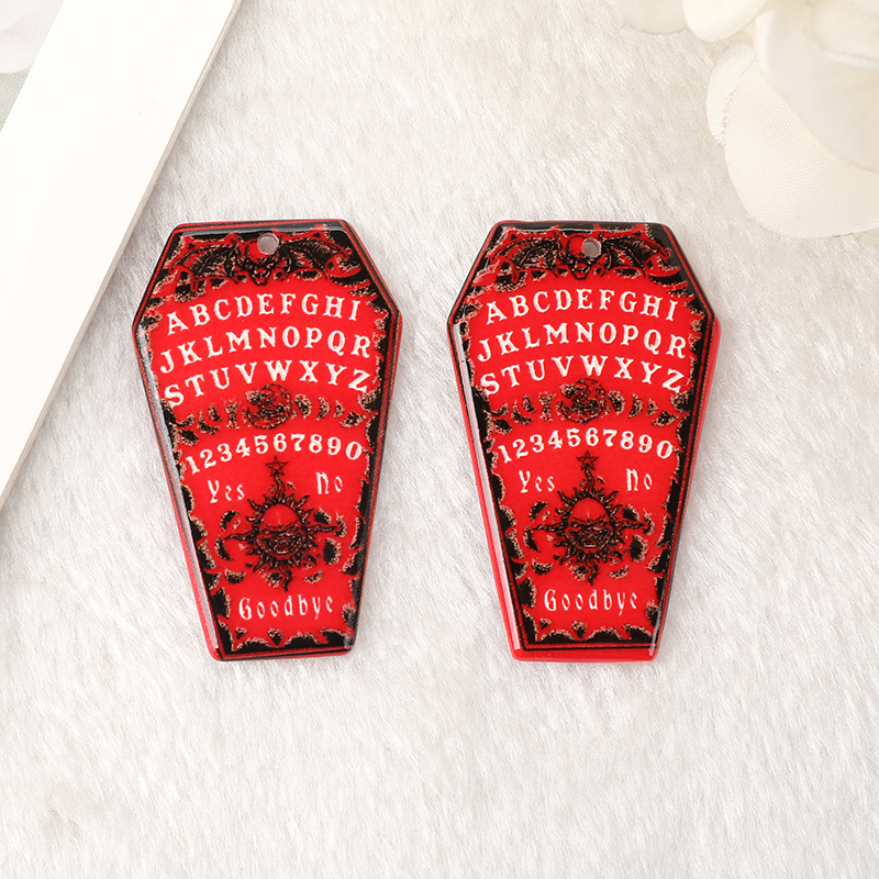 10Pcs Halloween Coffin Charms Ouija Board Acrylic Jewlery Findings For Earring Necklace Diy