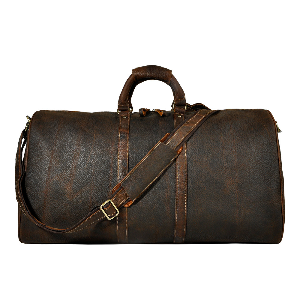 Original Genuine Leather Heavy Duty Vintage Designer Handbag Duffle Gym Luggage Bag For Men Male Travel Suitcase Tote Bag 3264