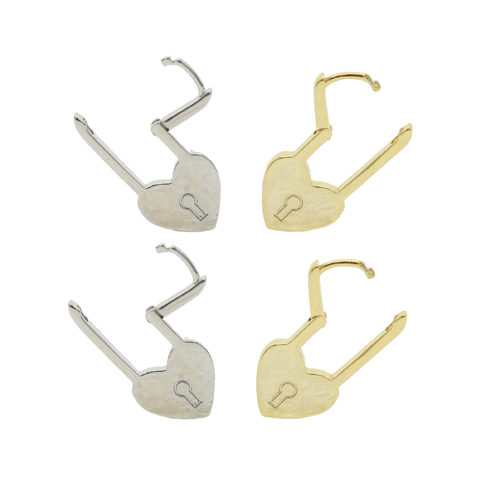 heart shaped lock earring safety pin design unique women girl jewelry new