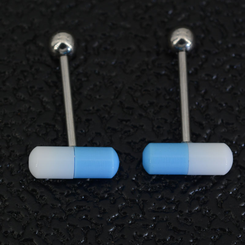 1-7Pcs 14G Acrylic Pill Tongue Piercing Jewelry Women Surgical Steel Tongue Ring Bars Barbell Colorful Capsule Tongue Rings