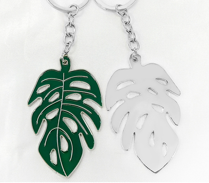 Zinc Alloy Hollow Turtle Leaf Keychain Pendant Nordic Green Fresh Enameled Bag Charms Key Chains