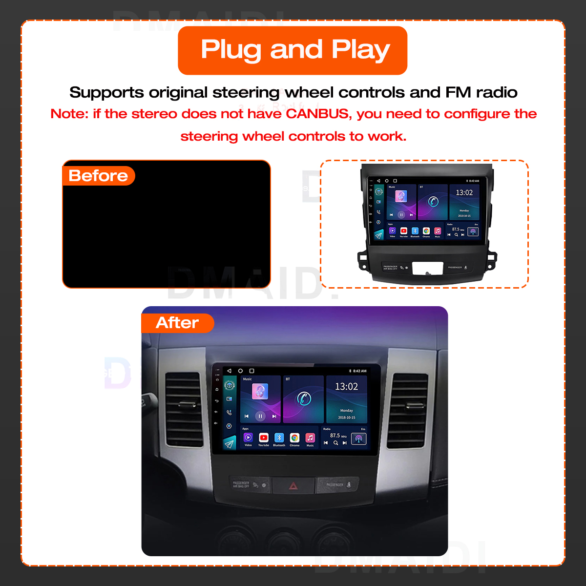 2024 Update 2 Din Android 10 Car Radio Multimedia Player For Mitsubishi Outlander Xl 2 2007-2012 For Citroen C-Crosser 2007-2013