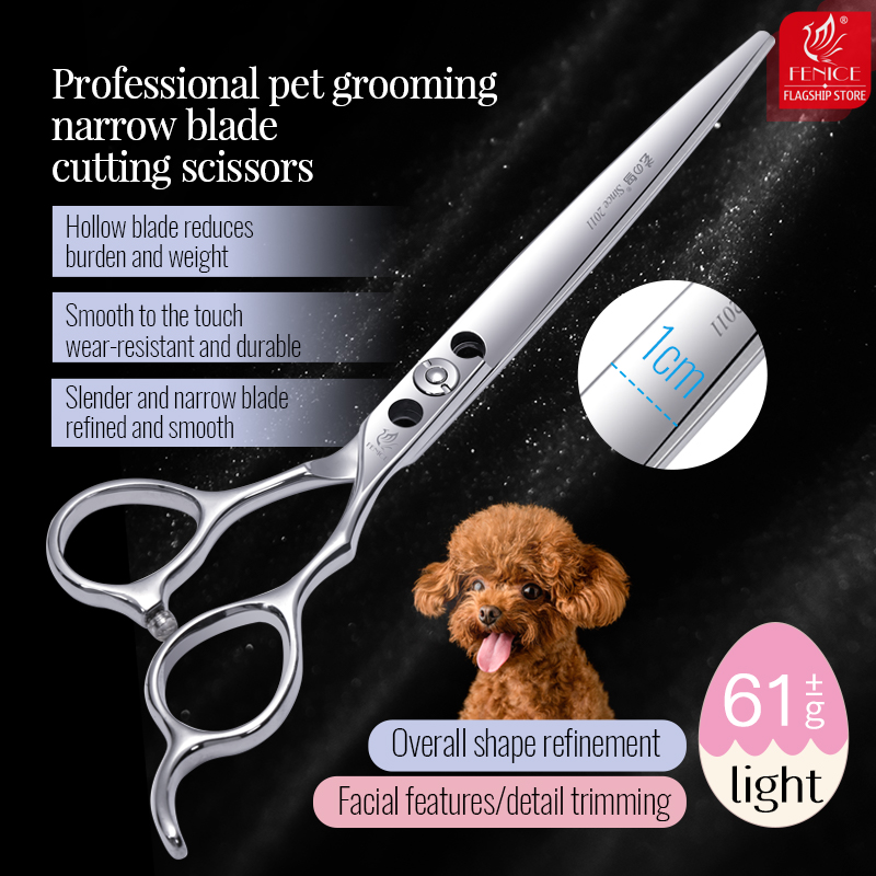 Fenice Dog Scissors for Grooming Japanese Steel Professional 7.0 Inch Pet Straight Scissors for Dog Grooming Cutting Shears