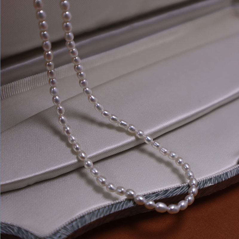 3-5mm White Freshwater Pearl Choker 925 Sterling Silver Necklace Baroque Natural Female Beads Fine Accessories Women Gift NK120