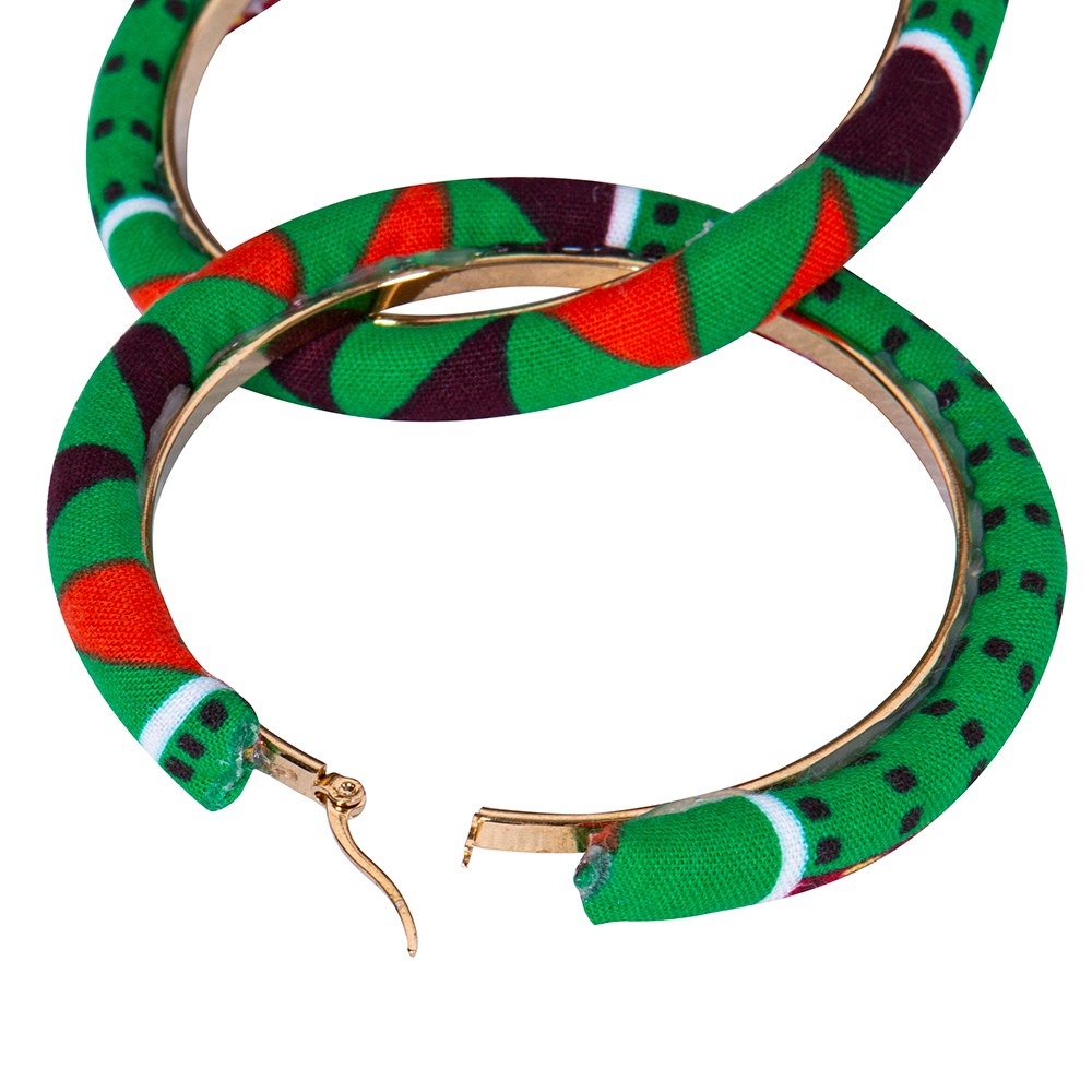 African Fabric Earrings Handmade Cute Earrings Bamboo Hoop Earrings Customize African Print Ankara Big Oversized Earrings WYB724