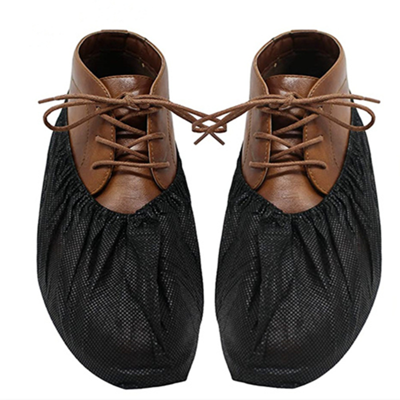 100 PCS Disposable Boot & Shoe Covers Black Non-Slip Large Size Booties Covering Indoor Guest Visitor Workplace Shoe Protectors